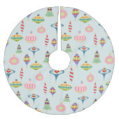 Retro-Ornamente | Moderne Mitte des Jahrhunderts Polyester Weihnachtsbaumdecke (Vorderseite)