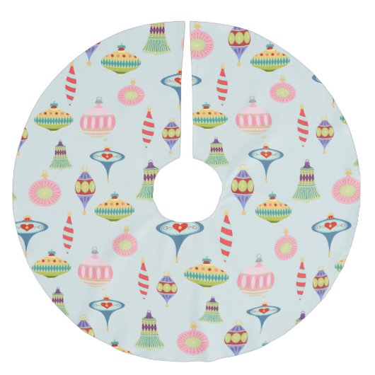 Retro-Ornamente | Moderne Mitte des Jahrhunderts Polyester Weihnachtsbaumdecke (Vorderseite)