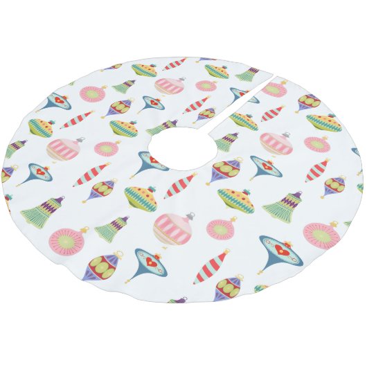 Retro-Ornamente | Modernes Poly aus dem Mittelalte Polyester Weihnachtsbaumdecke (Schrägansicht)