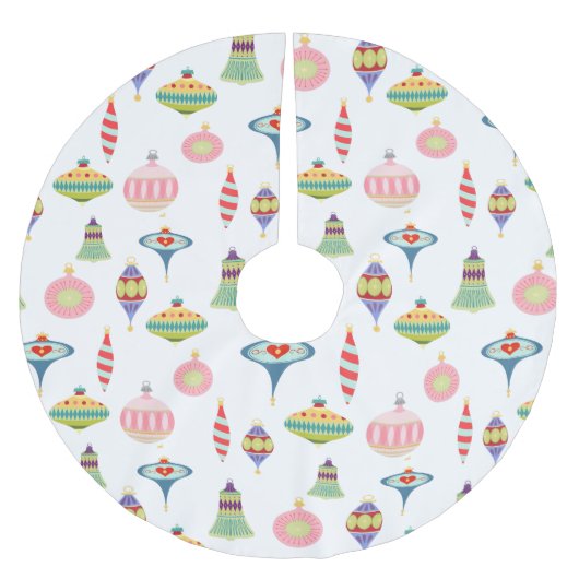 Retro-Ornamente | Modernes Poly aus dem Mittelalte Polyester Weihnachtsbaumdecke (Vorderseite)