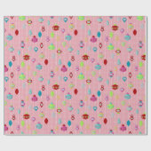 Retro Ornamente Rosa Weihnachten Geschenkpapier (Flach)