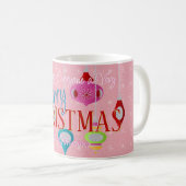 Retro Ornamente Rosa Weihnachtsschmuck Kaffeetasse (VorderseiteRechts)