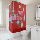 Retro Ornamente Rotes Weihnachtsfest Duschvorhang (Beispiel)