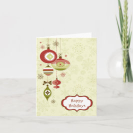 Retro-Ornamente und Schnee - Happy Holidays Feiertagskarte