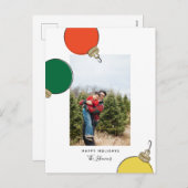 Retro Ornamente Weihnachten Fotokarte (Vorne/Hinten)