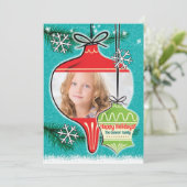 Retro Ornamente Weihnachtsfoto Karten (Stehend Vorderseite)