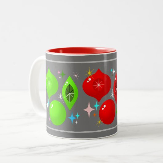 Retro-Ornamente Zweifarbige Tasse (Vorderseite Links)
