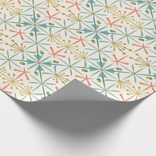 Retro Ornaments Mid-Century Holiday Geschenkpapier (Ecke)
