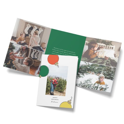 Retro Ornaments Photo Dreifach Gefaltete Urlaubskarte