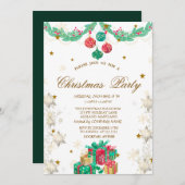 Retro Ornaments Schneeflocken Weihnachten Einladung (Vorne/Hinten)