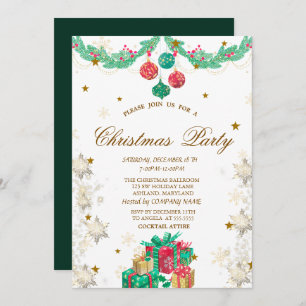 Retro Ornaments Schneeflocken Weihnachten Einladung