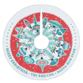 Retro Ornaments Treppenhaus mit Individuelle Name Polyester Weihnachtsbaumdecke