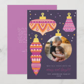 Retro Ornamnet Holiday Foto Card Einladung (Vorne/Hinten)