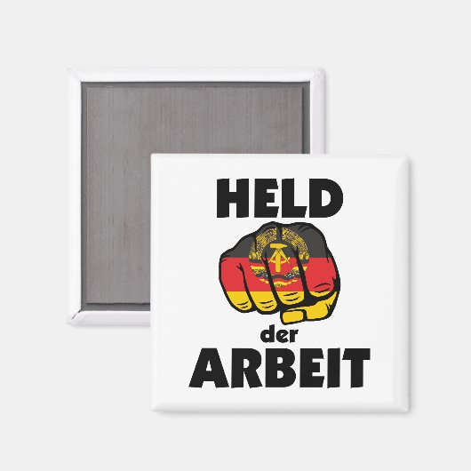 Retro Ostalgie DDR Held der Arbeit Magnet (Vorderseite/Rückseite)
