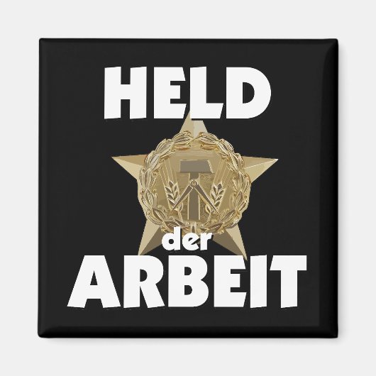 Retro Ostalgie DDR Held der Arbeit Stern Wappen Magnet (Vorne)