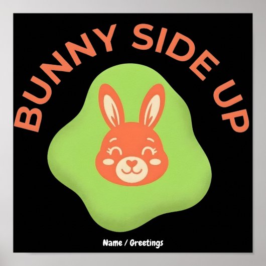Retro-Oster-Ei-Grafikdesign Bunny Side Up Poster (Vorne)
