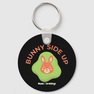 Retro-Oster-Ei-Grafikdesign Bunny Side Up Schlüsselanhänger