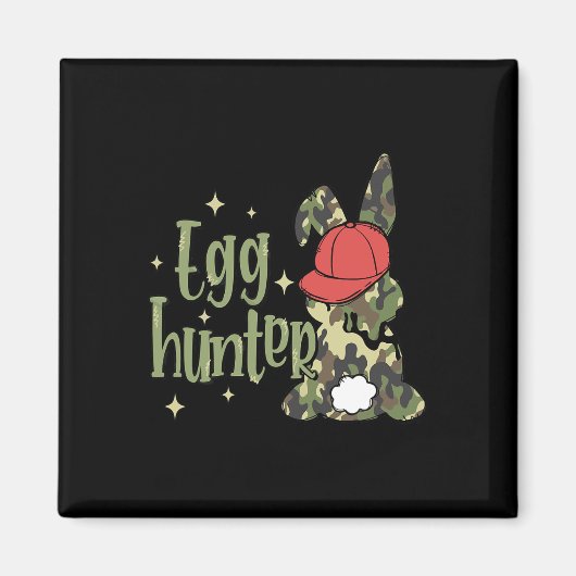Retro-Oster-Eier-Jäger-Tarn-Hase mit Hut  Magnet (Vorne)