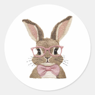 Retro Oster Imitats Stickerei Bunny Niedlich Gifts Runder Aufkleber