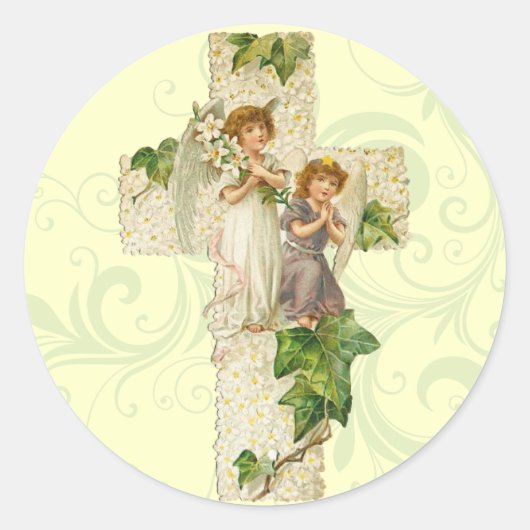 Retro-Osterangel-Aufkleber Runder Aufkleber (Vorderseite)