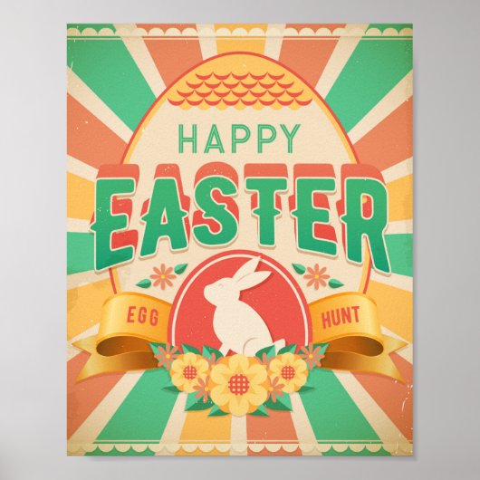 Retro Ostereier Huntkarte Poster (Vorne)