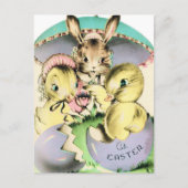 Retro Ostergestüte und Kaninchen Postkarte (Vorderseite)