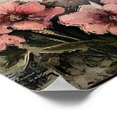 Retro-Osterhase-Hasen-Blumen-Print, Rustikal Poster (Ecke)