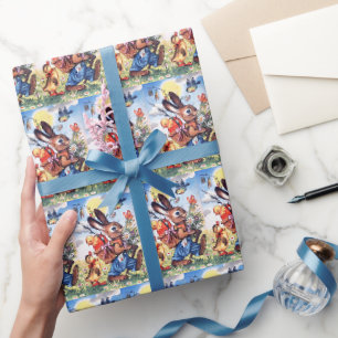 Retro-Osterhase im Vintage-Stil, Party zum Feierta Geschenkpapier