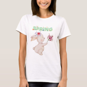 Retro Osterhase mit Tulpe Grafik T-Shirt