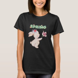 Retro-Osterhase mit Tulpen-Grafik-T-Shirt T-Shirt