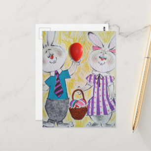 Retro-Osterhasen Postkarte