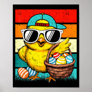 Retro-Osterküken-Sungles-Eierkorb-Kinder-Jungen Gi Poster