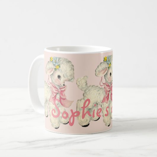 Retro Ostern-Lamm Personnalised Kaffeetasse (Vorderseite Links)