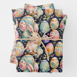 Retro-Ostern nahtloses Muster. Wasserfarbe Geschenkpapier Set