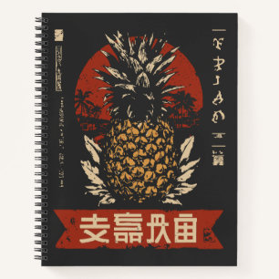 Retro-Östliche Ananas Tropisches Fruchtportrait Notizblock