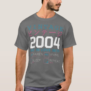 Retro Otaku Kanji Vintag 2004 Geburtstag Ramen Ani T-Shirt