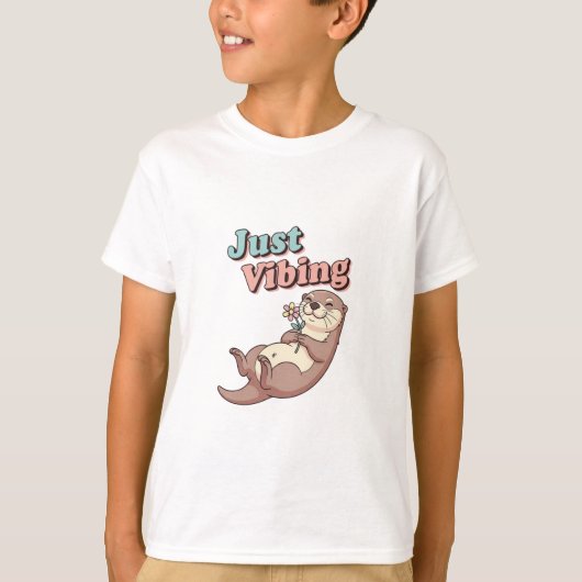 Retro Otter Just Vibing Kids T-Shirt (Vorderseite)