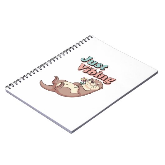 Retro Otter Just Vibing Lined Notebook Notizblock (Linke Seite)