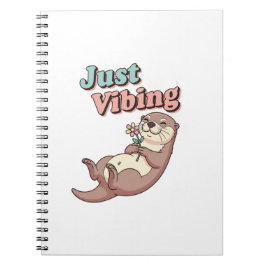 Retro Otter Just Vibing Lined Notebook Notizblock
