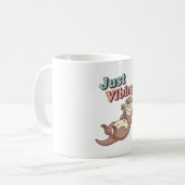 Retro Otter Just Vibing White Mug Kaffeetasse (Vorderseite Links)