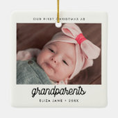 Retro Our First Christmas als Großeltern Foto Keramikornament (Rückseite)