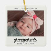 Retro Our First Christmas als Großeltern Foto Keramikornament (Vorderseite)
