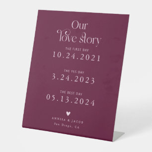 Retro Our Liebe Story Cranberry Wedding Timeline Sockelschild