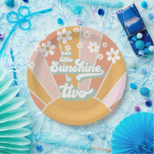 Retro Our Sunshine ist zwei tänzerische boho Paper Pappteller (Party)