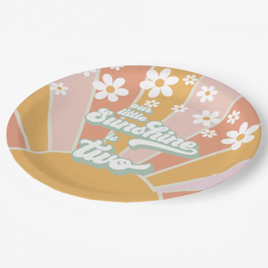 Retro Our Sunshine ist zwei tänzerische boho Paper Pappteller (Schrägansicht)