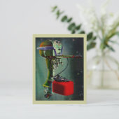 Retro Outboard Motor Retirement Einladung Fischen (Stehend Vorderseite)