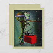 Retro Outboard Motor Retirement Einladung Fischen (Vorne/Hinten)