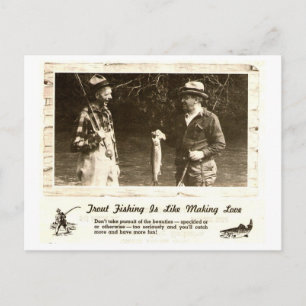Retro Outdoor Man Cave Fishing Help - Postkarte