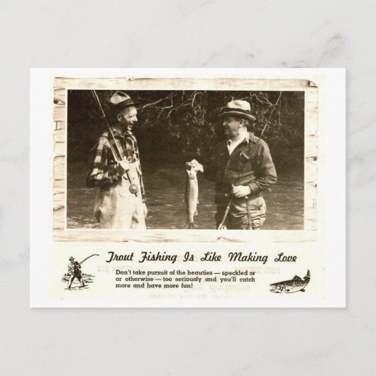 Retro Outdoor Man Cave Fishing Help - Postkarte (Vorderseite)