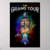 Retro Outer Space Art mit Raumschiff und Planeten Poster (Vorne)